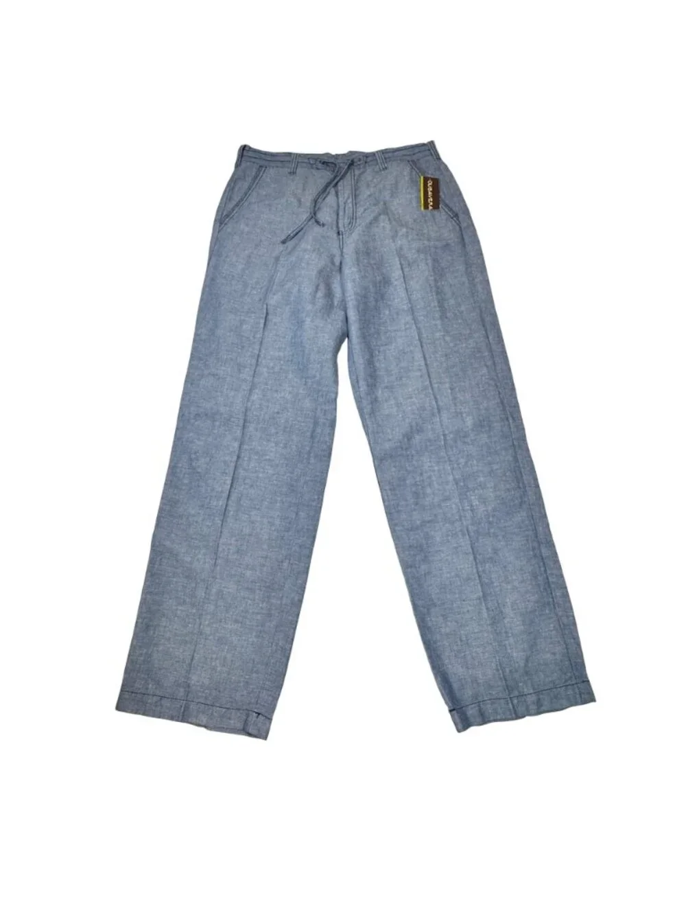 New Cubavera Linen Blend Relaxed Drawstring Pants M 32-34 Chambray Breezy